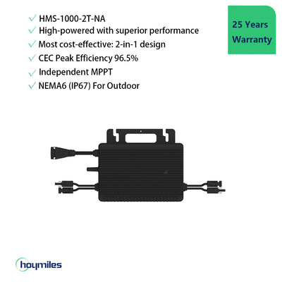 Hoymiles HMS-1000-2T-NA 2-in-1 Microinverter | High-powered Module Power 400-670W+ | Peak Output 1000W