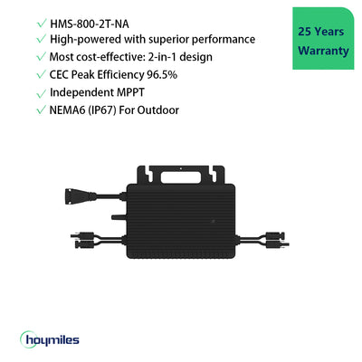 Hoymiles HMS-800-2T-NA 2-in-1 Microinverter | High-powered Module Power 360-600W+ | Peak Output 800W