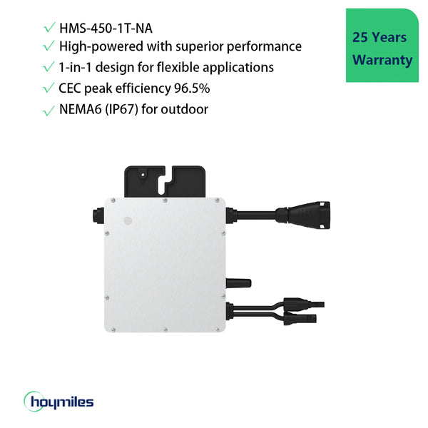Hoymiles HMS-450-1T-NA 1-in-1 Microinverter | High-powered Module Power 360-600W+ | Peak Output 450W