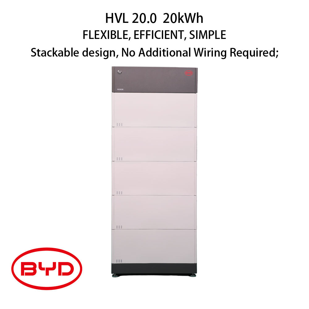 BYD 20.0 kWh Battery-Box Premium HVL - LFP - 5 Battery Modules - Battery-Box  HVL 20.0