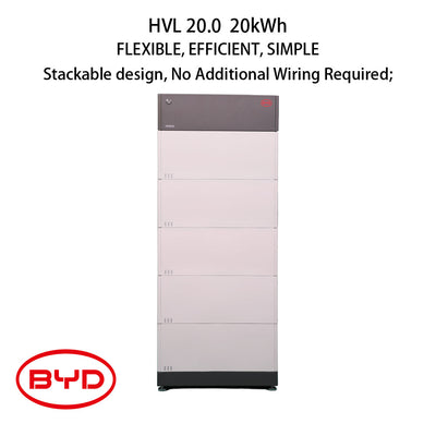 BYD BATTERY-BOX Premium HVL High-Voltage Battery System | 20.0kWh | Compatible with SMA Sunny Boy / Solis S6 / GoodWe A-ES(A-PB) Series inverter