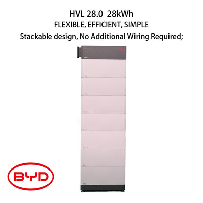 BYD BATTERY-BOX Premium HVL High-Voltage Battery System | 28.0kWh | Compatible with SMA Sunny Boy / Solis S6 / GoodWe A-ES(A-PB) Series inverter