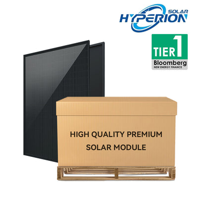 Hyperion 405w Full-black Half-Cut Bifacial & Dual Glass|  HY-DH108P8B  | 1200mm cable length |  Full Pallet ( 36 pcs )  14.58kW Total