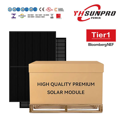 SUNPRO 440W All Black Double Glass Module Solar Panels | TOPCon 182 BIFACIAL｜ SPDGxxx-108M10 | Full Pallet ( 36 Panels ) 15.84kW Total