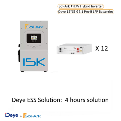 Spring SE Residential ESS 4 Hours Solution: 12*Deye SE-G5.1 Pro-B 5.12kWh LFP Rack-Mounted Battery + SOL-ARK 15K-2P Hybrid Inverter | 10 Years Warranty