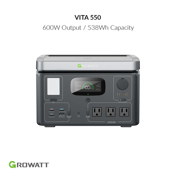 Growatt VITA 550 Portable Power Station, 600W 538Wh