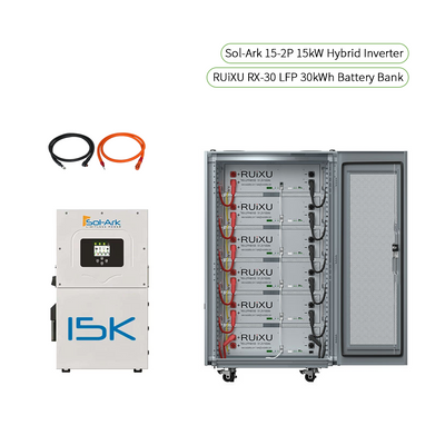 Sol-Ark 15K-2P 15kW Hybrid Solar Inverter + RUiXU RX-30 LFP 30kWh Battery Bank | RS485 or CAN | 10-Year Warranty