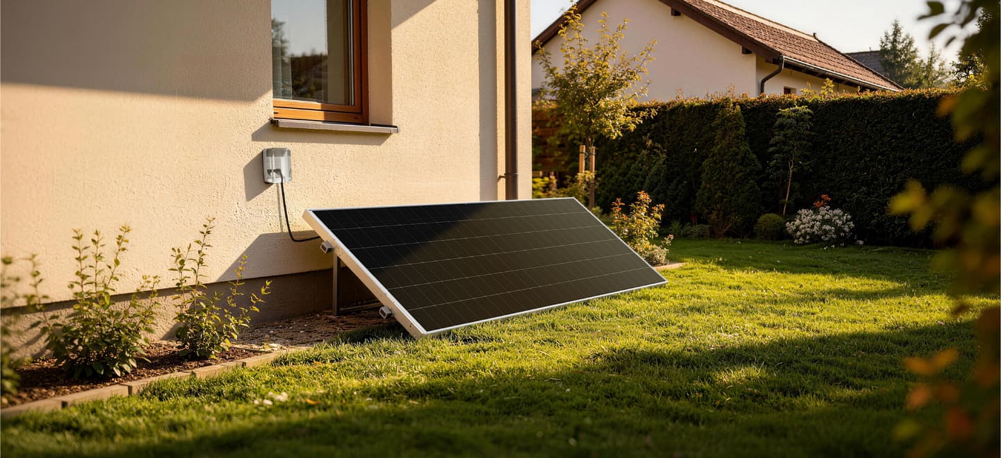 Plug-in balcony solar panel connected through a Hoymiles HiFlow Pro microinverter